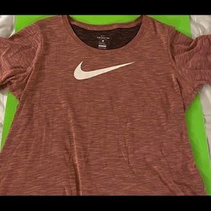 Women’s Nike Pink and Grey Blend Mesh Inside Workout Tee